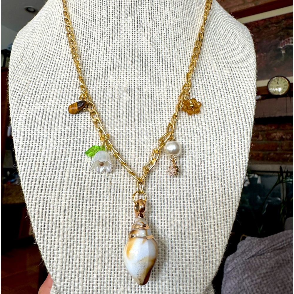Gold Seashell Charm Necklace